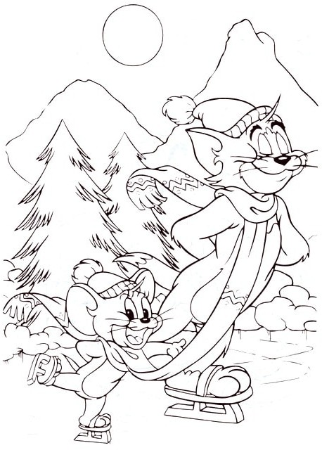 Tom i Jerry zimą kolorowanka do druku
